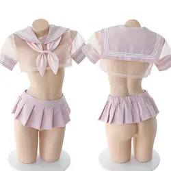 Сексуальное женское белье прозрачная Студенческая Косплей Аниме школьная форма для японской средней школы Kawaii одежда Сейлор Мун Harajuku