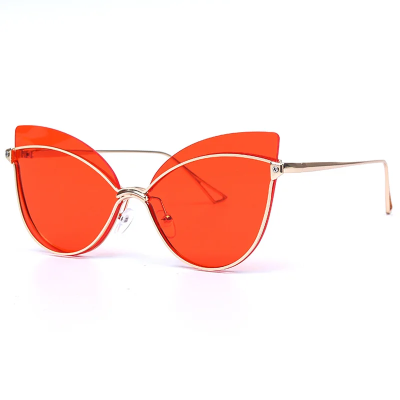 Кошачий глаз индивидуальные роскошные солнцезащитные очки для мужчин и женщин Модные Оттенки UV400 Винтажные Очки 47959 - Цвет линз: C2 gold red