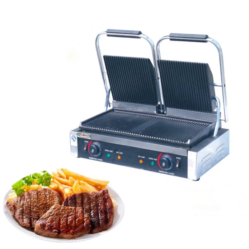 Sandwich Press Panini Grill/Double Plate Stainless Steel Electric Sandwich Press Panini Grill ZF