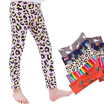 

4-10Y Spring Girls Pants Sports Leggings For Girls 3D printing Leopard Kids teenagers Yoga Pants Trousers Children Clothes