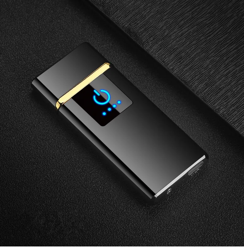 USB отпечаток пальца Зажигалка электронная USB зарядка сигарета для курения электрическая Подарочная Зажигалка для подарка бойфренду