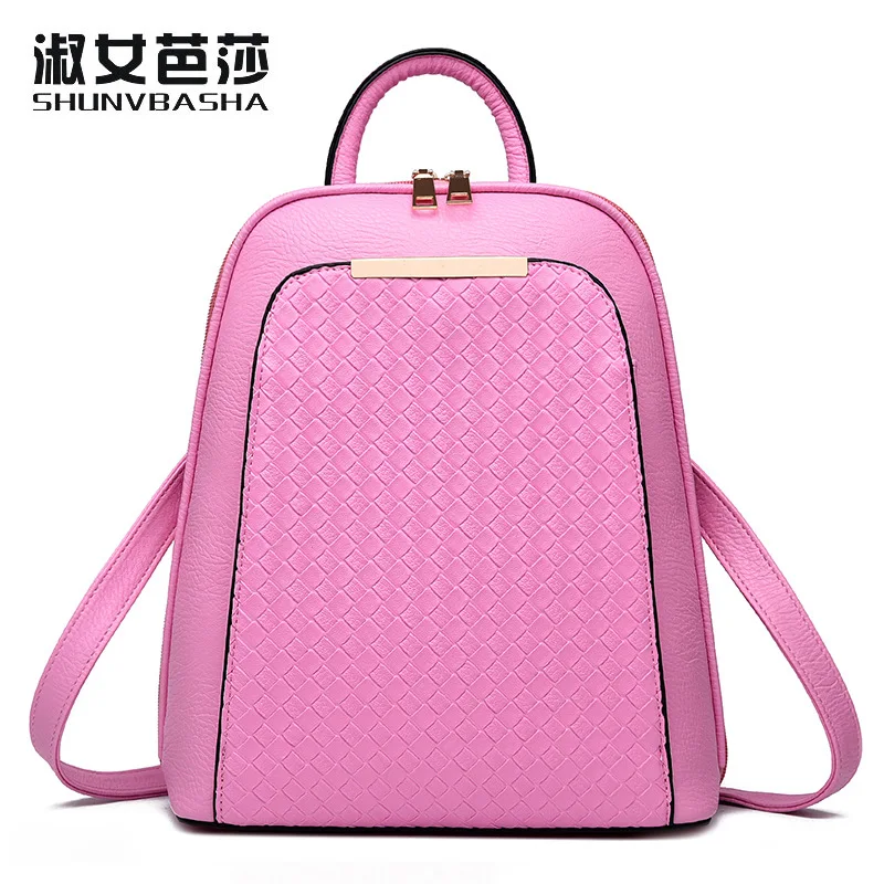 

2017 New Style Women PU Leather Backpacks For Teenage Girls Bow Candy Color Feminine Backpack Female Casual School Bags