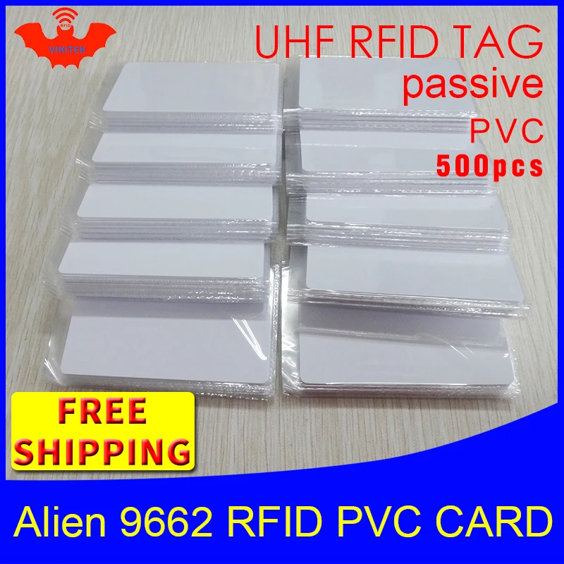 

RFID tag UHF PVC card Alien 9662 915mhz 868mhz 860-960MHZ Higgs3 EPC 6C 500pcs free shipping smart long range passive RFID tags