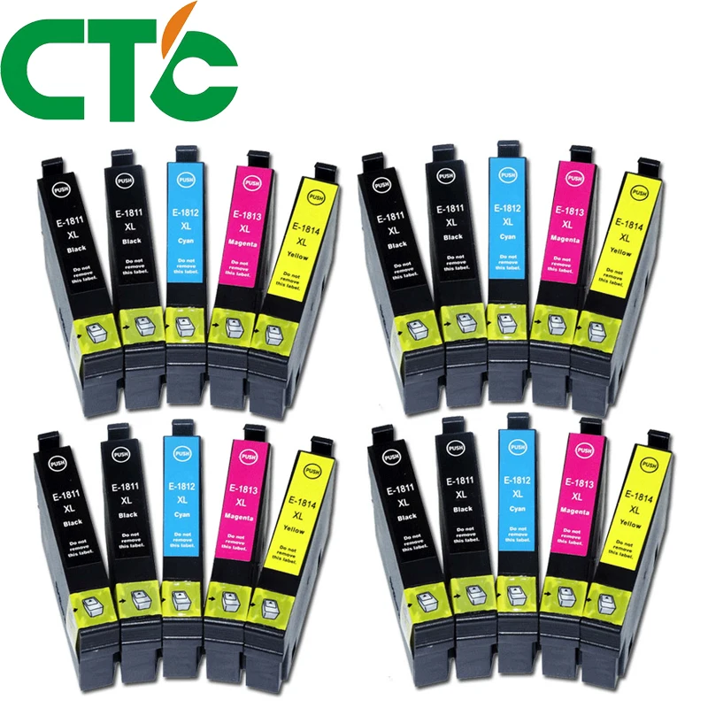 

20 Pack 18xl T1811 Ink Cartridge Compatible for INK Expression Home XP-30 XP-102 XP-202 XP-205 XP-302 XP-305 XP-402 XP-405