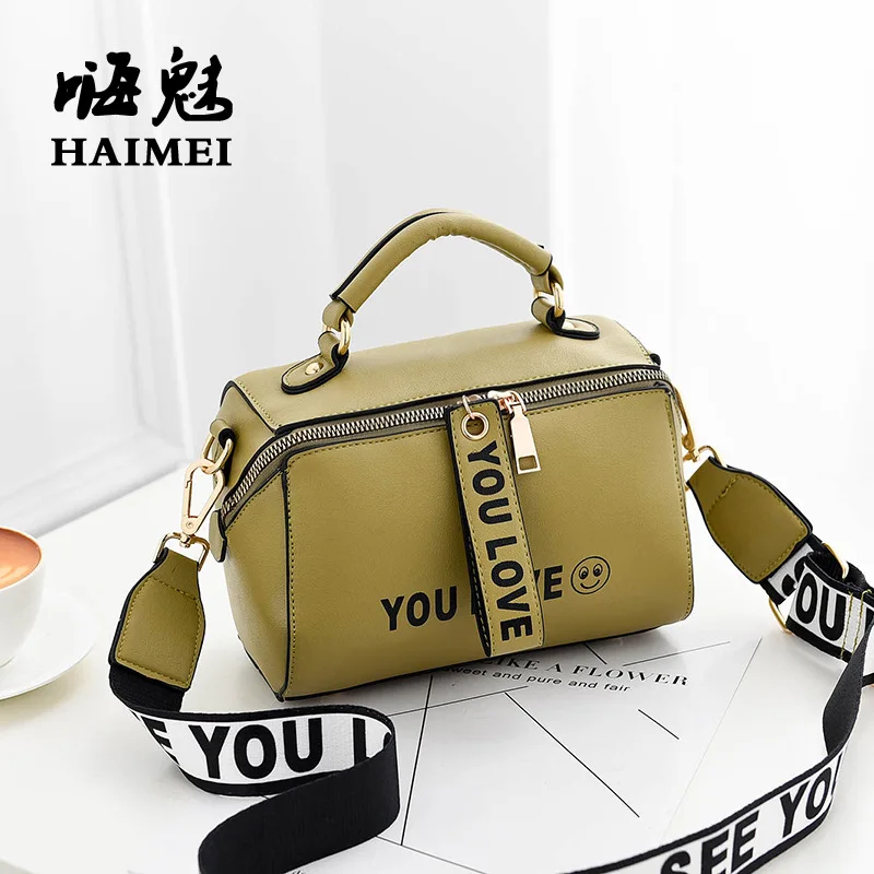 Boodinerinle Lettre green coffee Pack Casual Diagonale red black Nouveau Doux Large Oreiller pink Pu Yellow À Sac Bande De Visage Mode 2018 Femmes Bandoulière Épaule Brq7EwnZRB