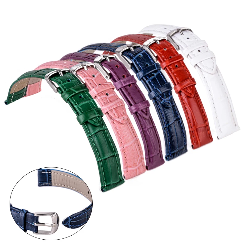 Genuine Leather straps 12mm 18mm 20mm 14mm 16mm 22mm Wristwatch Band watch accessories candy colorful Watchband