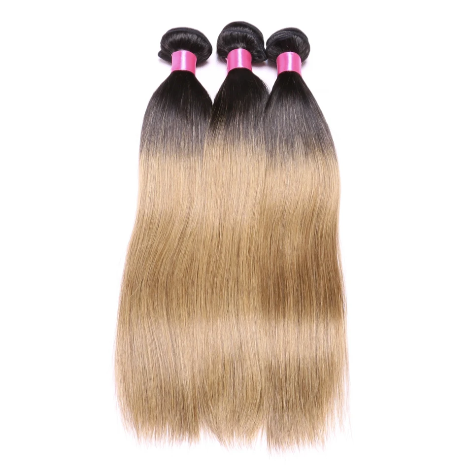 Chloe Blonde Brazilian Straight Hair 1 Bundle Only Ombre Human Hair Weave Bundles Two Tone 1b 27 Non Remy Extension