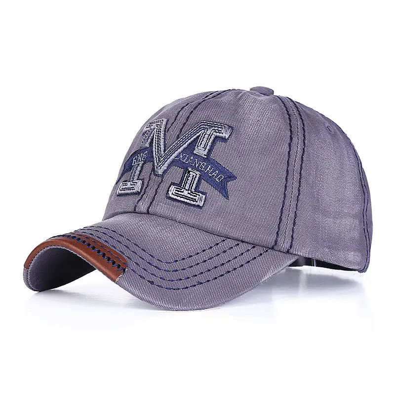 [Fetsbuy] M washed Denim SnapBack sombreros otoño verano letra M hombres béisbol Sunblock beisbol casquette ajustable CAPS