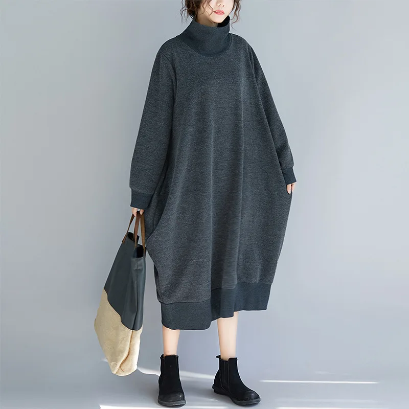 Johnature 2018 Winter Turtleneck Full Sleeve Knitting Solid Color Loose Casual Sweaters New Plus Size Korean Long Women | Женская одежда