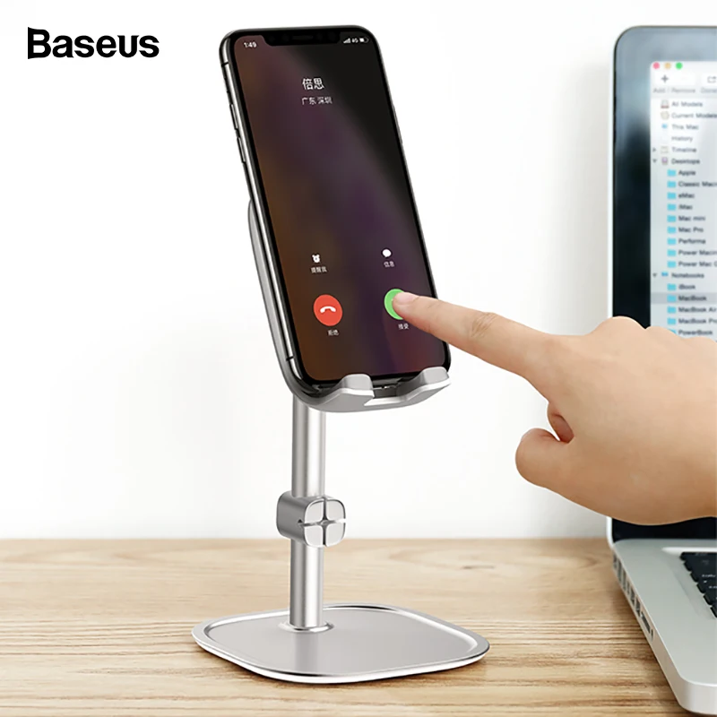 Pаспродажа Держатель для мобильного телефона Baseus для iPhone 11 Pro XS Max iPad Нескользящая Регулируемая металлическая настольная подставка для телефона samsung ...
