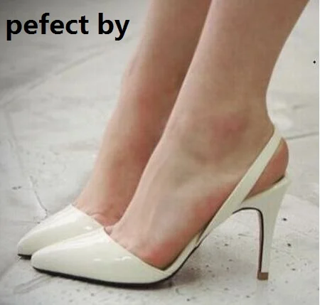 women sandals sexy high heels pointed toe pumps chaussure shiny patent leather ladies wedding shoes woman zapatos mujer PL17889