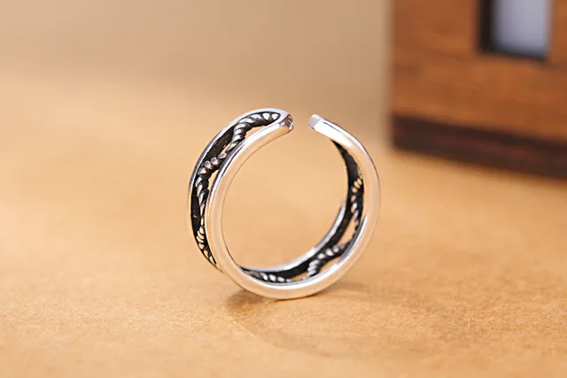 Кольцо в стиле ретро серебряное Ювелирное Украшение молния полые