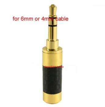 

2 pcs DIY 3.5mm 3pole Carbon Gold plated Audio Straight Connector Adapter For 4mm or 6mm Cable Free Shipping