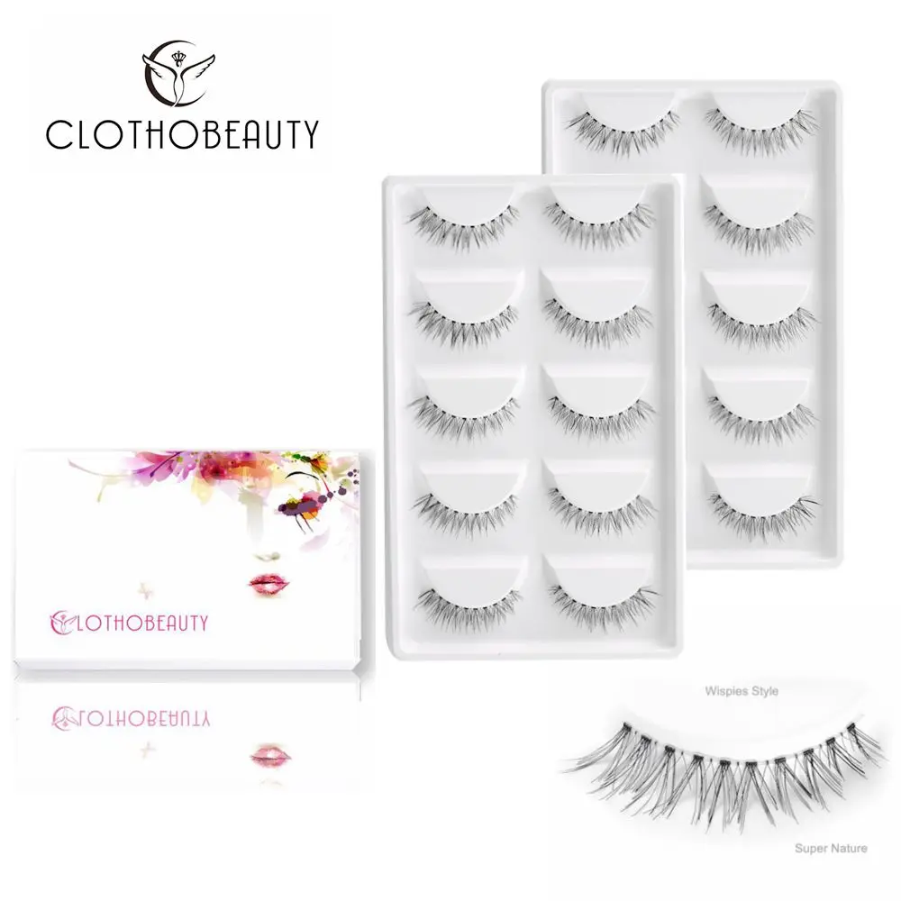 Clotobeauty 10 пар супер природы Поддельные ресницы, накладные Demi Wispies/тонкие накладные ресницы, мягкие невидимые полосы, многоразовые(10-S3