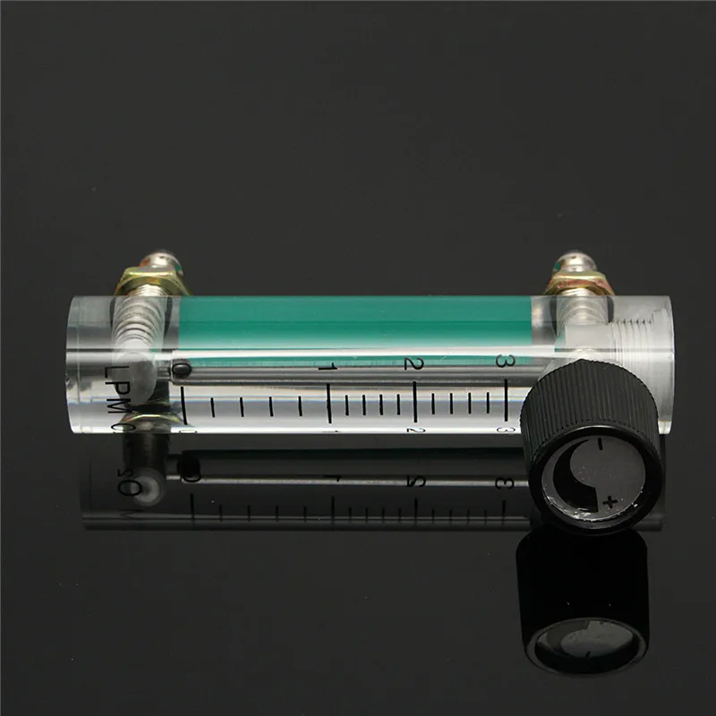 0-3LPM 93mm Acrylic Gas Air Oxygen Flow Meter With Control Valve Metal Connector 0.1Mpa Acrylic Nickel-plated Brass