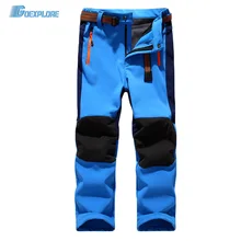 Goexplore ore мягкие брюки оболочки для детей девочек зимние Утепленные водонепроницаемые дышащие уличные альпинистские походные флисовые брюки для мальчиков