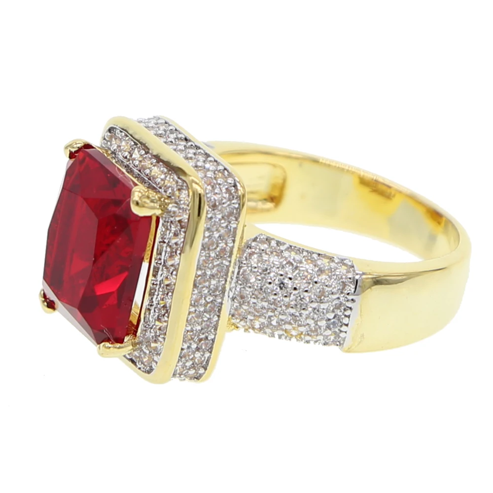 Gothic big stone Rings modern Style Fashion Jewelry For Men Woman Jewelry bijoux Men's Ring With Stone Square ring Gem Red CZ