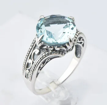 

Christmas carnival night girlfriend a gift of 925 fine silver series, sweet wind aquamarine ring adorn article