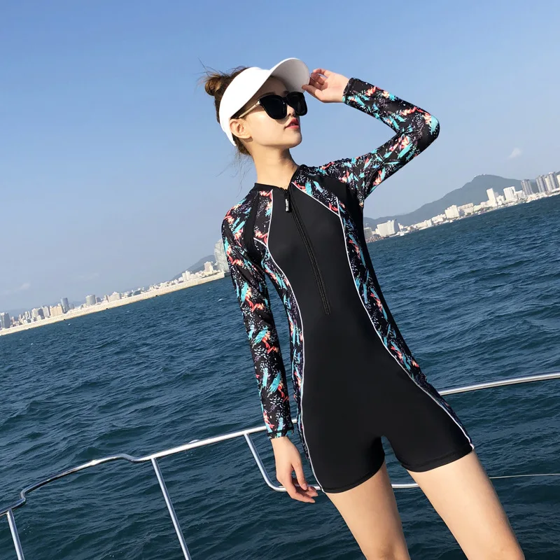 Rashguard женский купальник для фитнеса купальный костюм с длинным рукавом цельный