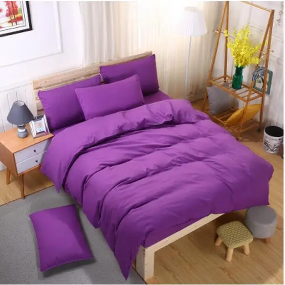 

Sheet bedding bag pillowcase Simple pure color 4pcs dormitory double quilt cover sheet are plain three four-piece free shipping