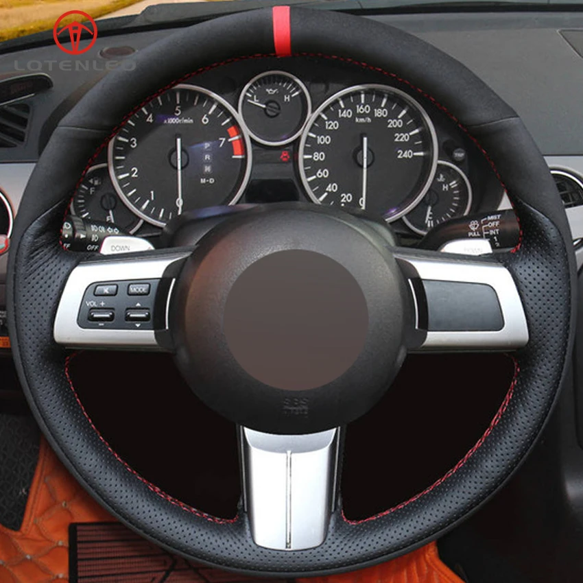 Lqtenleo черная замша натуральная кожа DIY автомобиля рулевое колесо Крышка для Mazda MX-5 2009- RX-8 2008-2013 CX-7 CX7 2007-2009