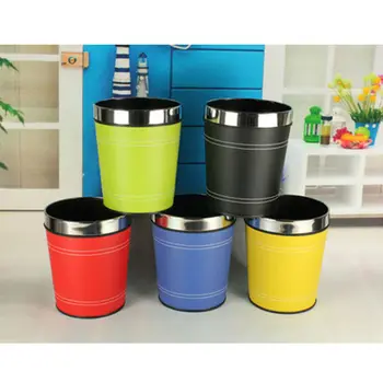 

Fashion Creative Leather Trash Cans Kitchen Living Room Home Waste Bins Office Storage Paper Basket