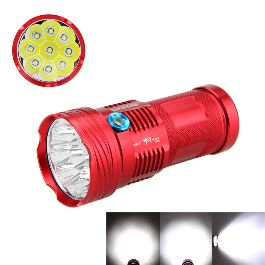 

15000 lumens SKYRAY King 9T6 LED Flashlight 9 x CREE XM-L T6 LED Lantern Torch For 18650 Battery For Camping,Hiking Hunting Work