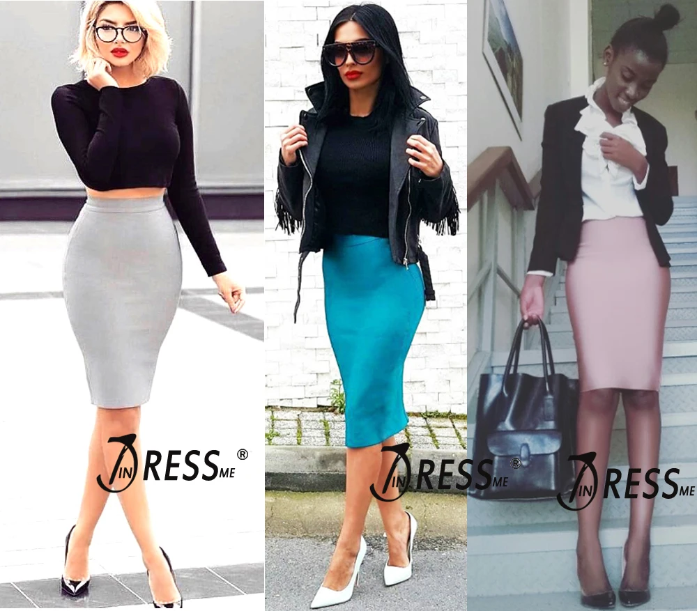 Женская Облегающая Юбка До Колена INDRESSME однотонная модная облегающая юбка для