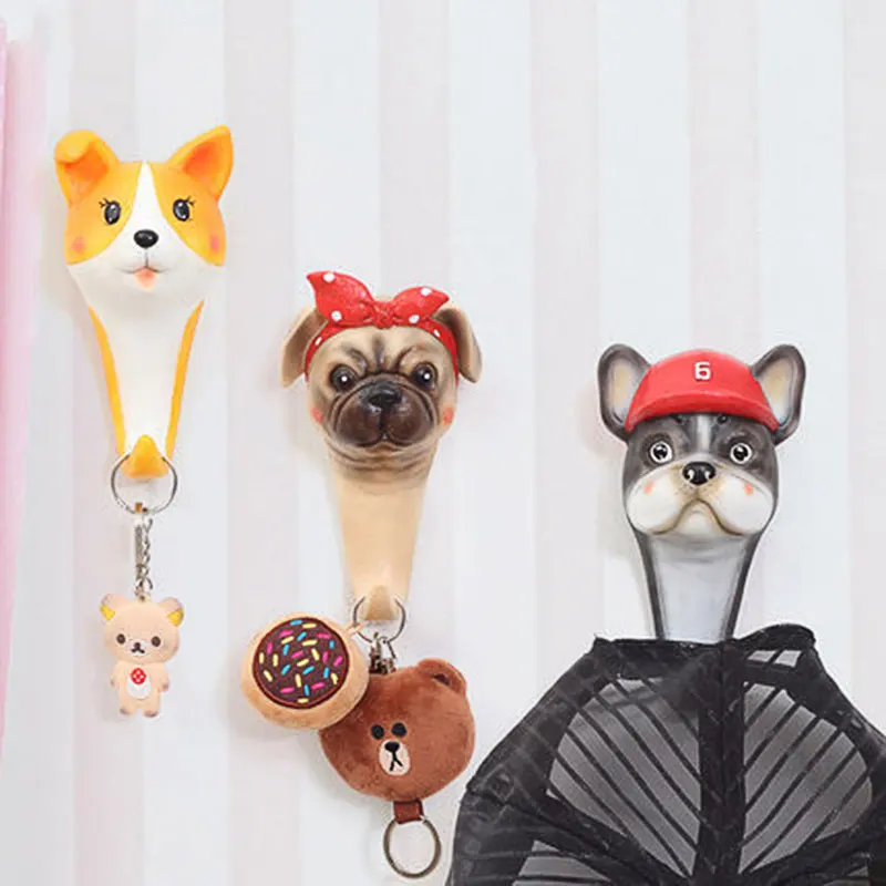1pc Kawaii Wall Mount Key Holder Cartoon Animal Pattern Storage Organizer Handbag Umbrella Housekeeper Home Decoration | Дом и сад
