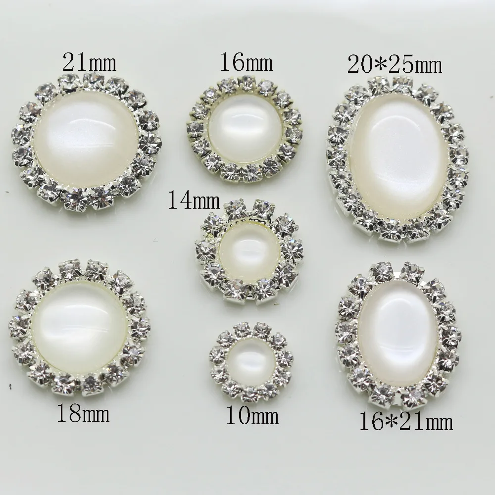 

Fashion decorate button 10pc silver Transparent Cat's Eye Rhinestone Buttons Silver, Metal Buttons DIY Wedding Decorations