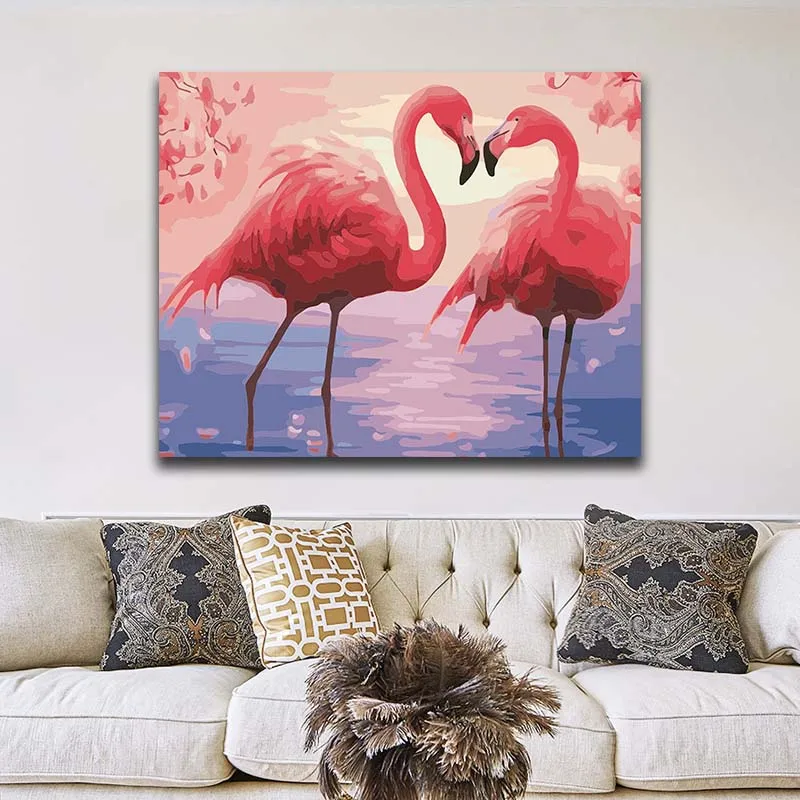 

Diy paint by numbers picture coloring by numbers with kits Animal lovely Tiger dog cat parrot Leopard Flamingo gift Artwork