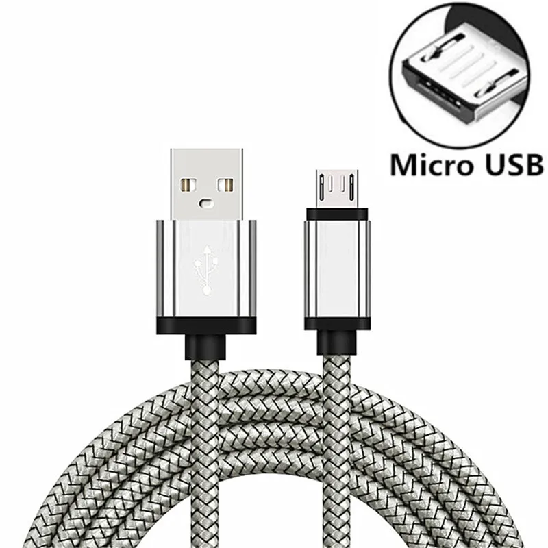 Микро-зарядка через usb кабель для samsung Galaxy A3/A5/A7 J3 J4 J6 A6 плюс J7 J8 A2 Pro S6 S7 Edge Note 5 J5 Зарядное устройство Шнур - Цвет: Серебристый