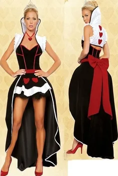 

Free shipping 2016 sexy Queen of Hearts costume women adult fantasy Alice In Wonderland party cosplay fancy costume