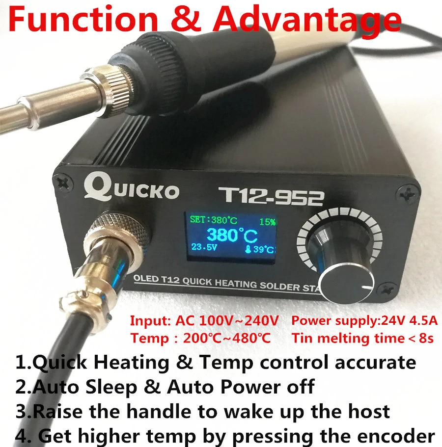 electronics soldering kit STC T12 952 Soldering StationOLED Digital Electronic Soldering iron and 907 plastic handle welding iron tip without power cable rework station