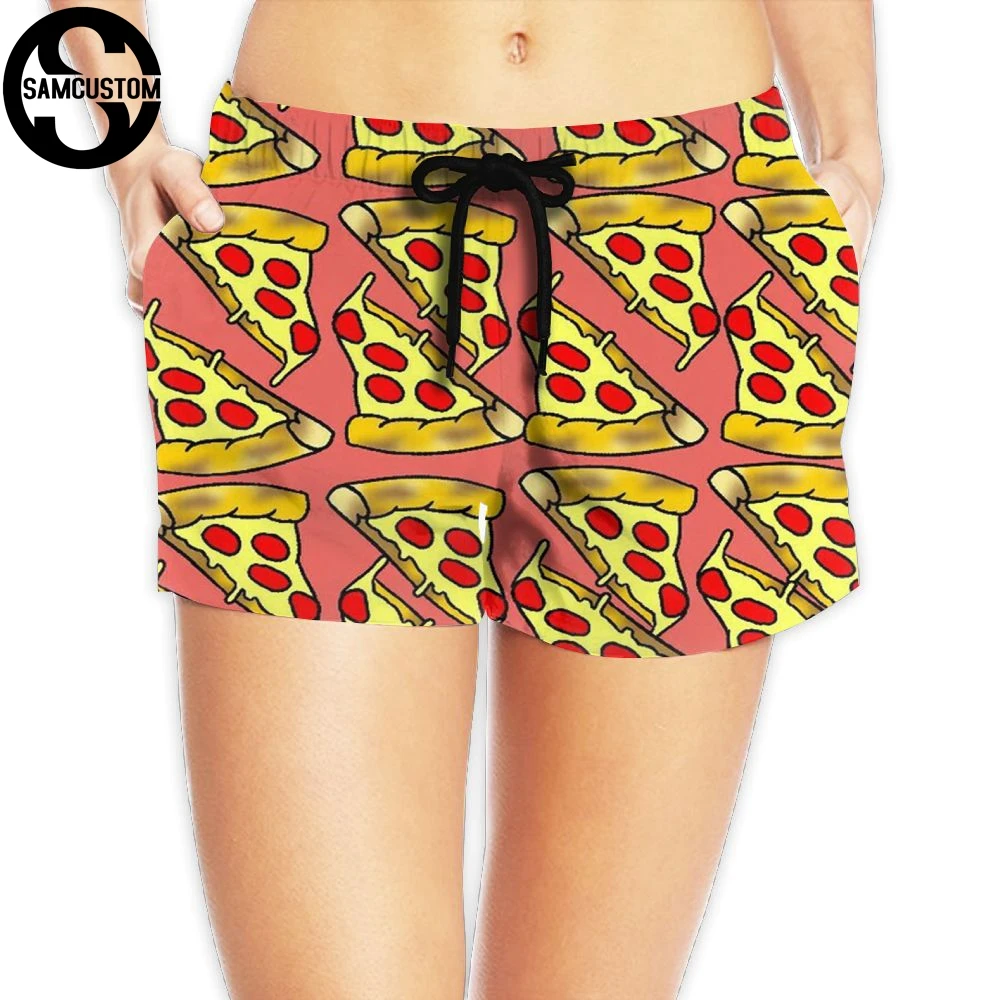 SAMCUSTOM New Women's Quick-drying Beach seaside Casual Shorts pizza 3D printing Custom Summer Girl Home | Женская одежда