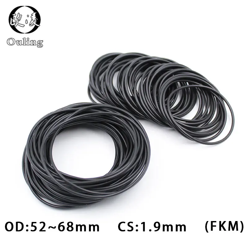 

1PC Black FKM Rubber O-rings Seals 1.9mm Thickness OD52/54/55/56/58/60/62/65/68mm ORings Seal Gasket Oil Ring Sealing Washer