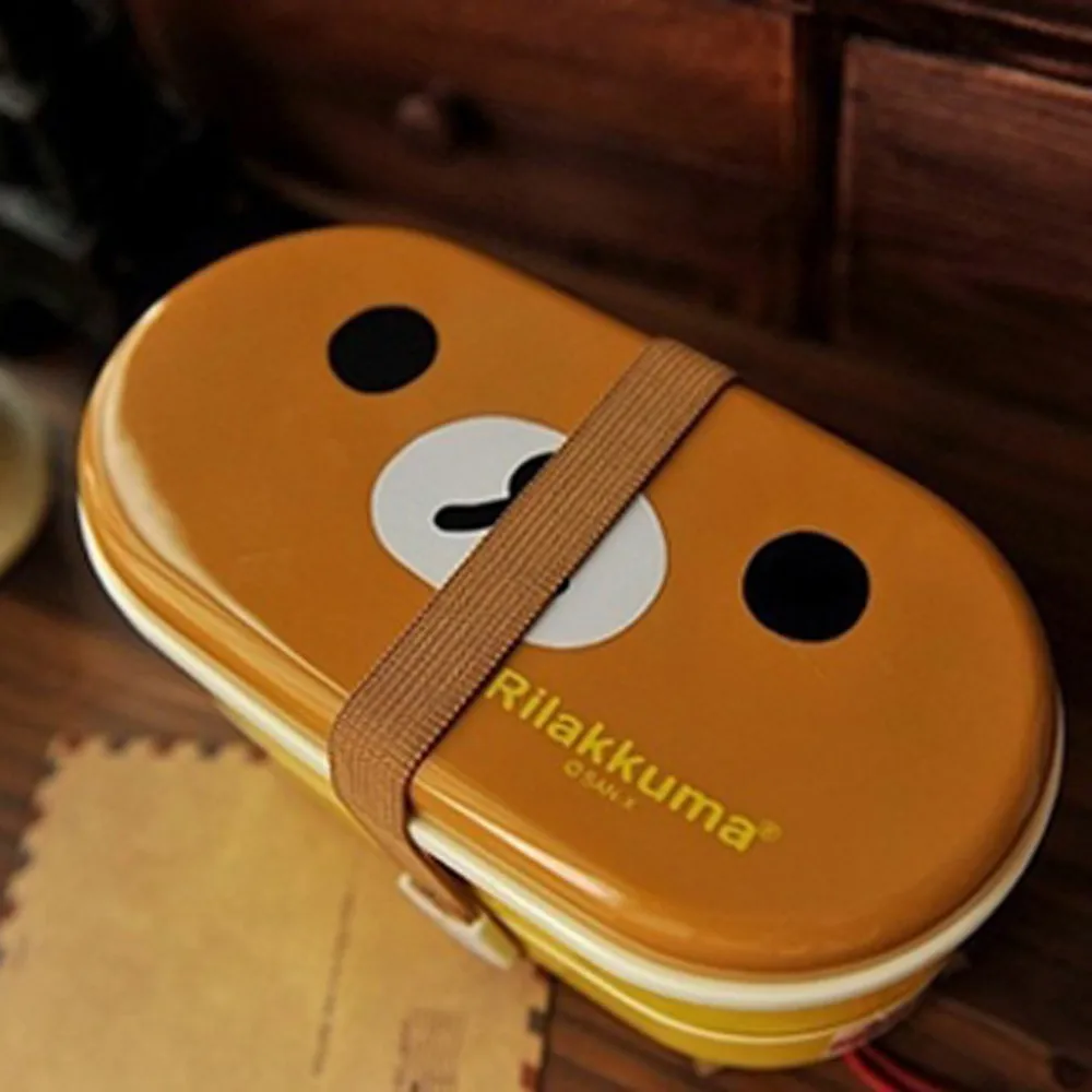 2 слоя мультфильм Rilakkuma Ланчбокс Bento контейнер для еды японский стиль пластмассовая коробка для завтрака