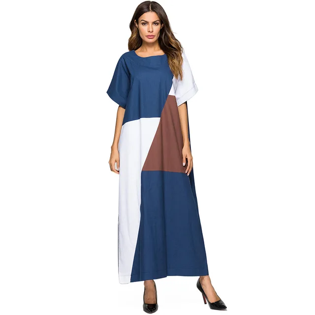 

Muslim Turkish Turkey Islamic Clothing Women Abaya Cotton Dress Kaftan Saudi Dubai Arabia Malaysia Summer Short Sleeve Robe