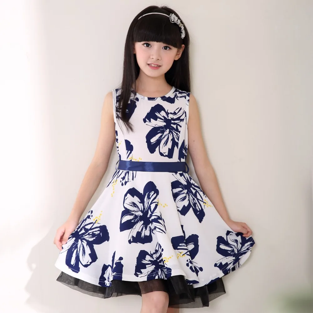 High quality!2015 summer Chinese style dress children floral dress girls dress child porcelain
