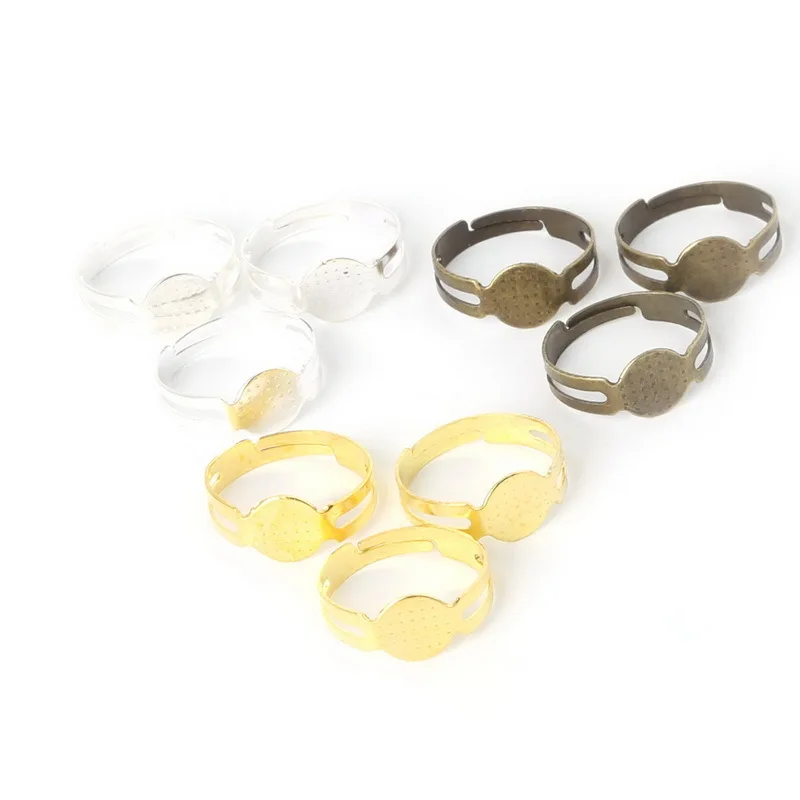 

Wholesale 40Pcs/lot Open Ring Circle With Pad Adjusted Flat Ring Base 18mm Gold Silver Antique Bronze Plated For Jewelry Making