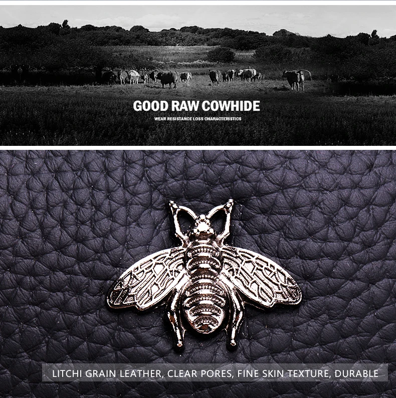 Модная дизайнерская маленькая сумка с пчелами для женщин из натуральной коровьей кожи, мини кошелек для монет, маленький кошелек, милый корейский стиль, 2 молнии