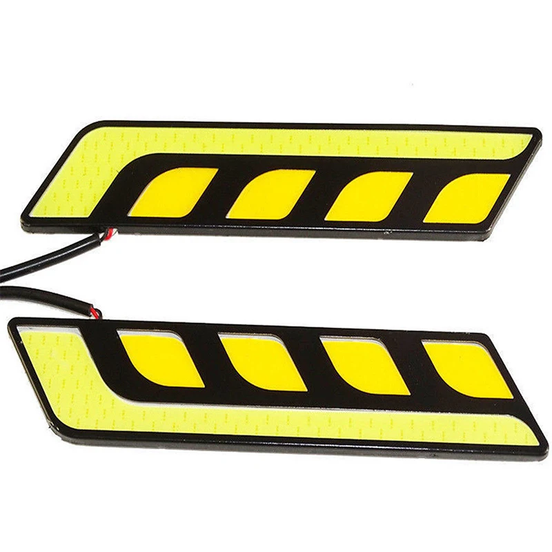 2pcs/set White+Amber COB LED Car DRL Daytime Running Light Fog Driving Lamp