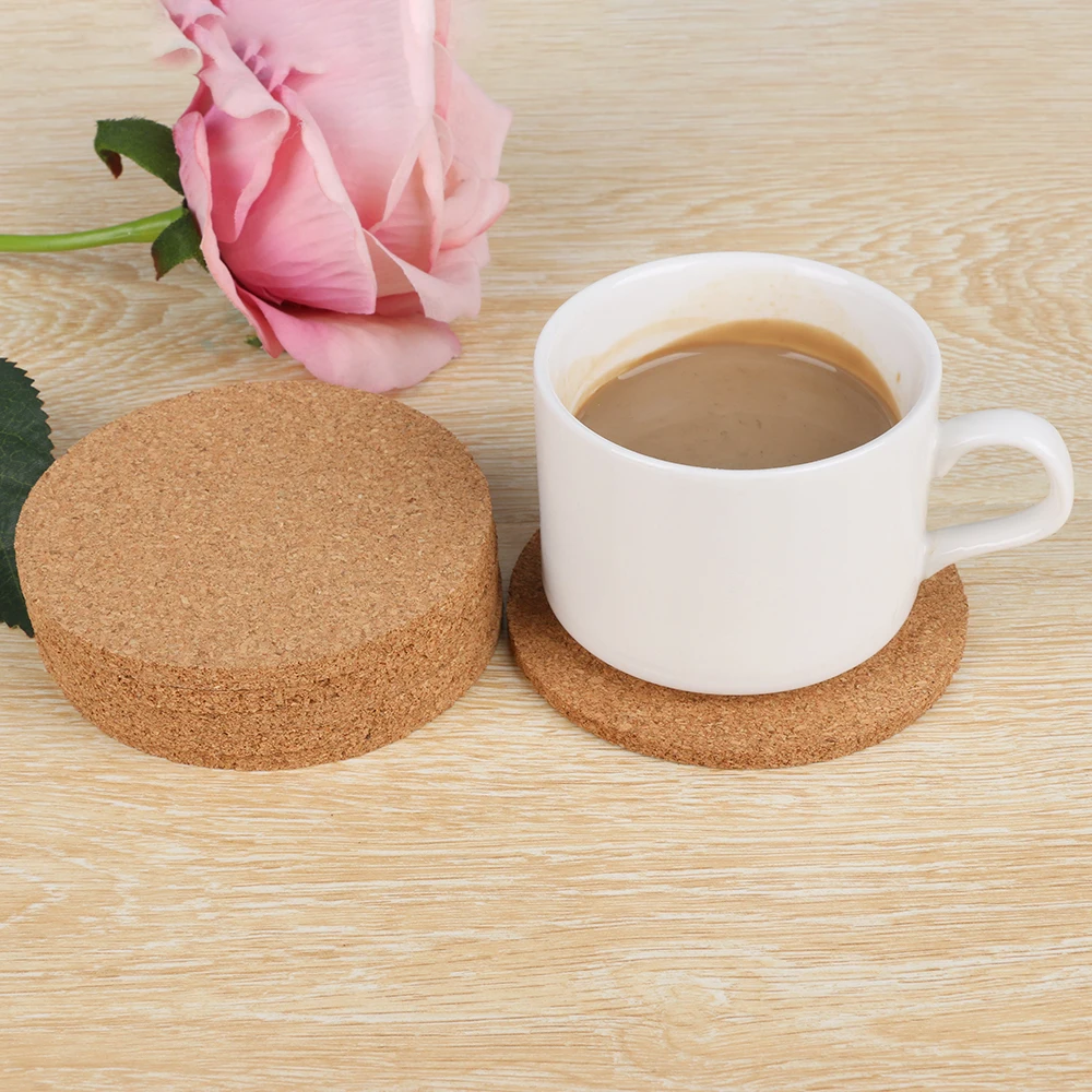 Buy 6pcs Natural Cork Resistant Wood Cup Mat Tea
