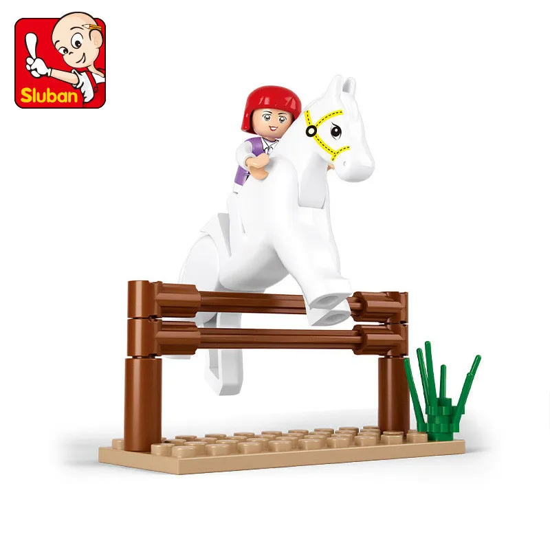 فتاة الأصدقاء الحصان سباق نموذج اللبنات الكلاسيكية تنوير مدينة DIY أرقام بناء اللعب للأطفال