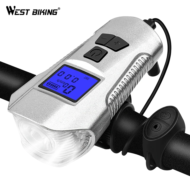 WEST BIKING 3 в 1 велосипедный передний светильник с электрическим рогом USB
