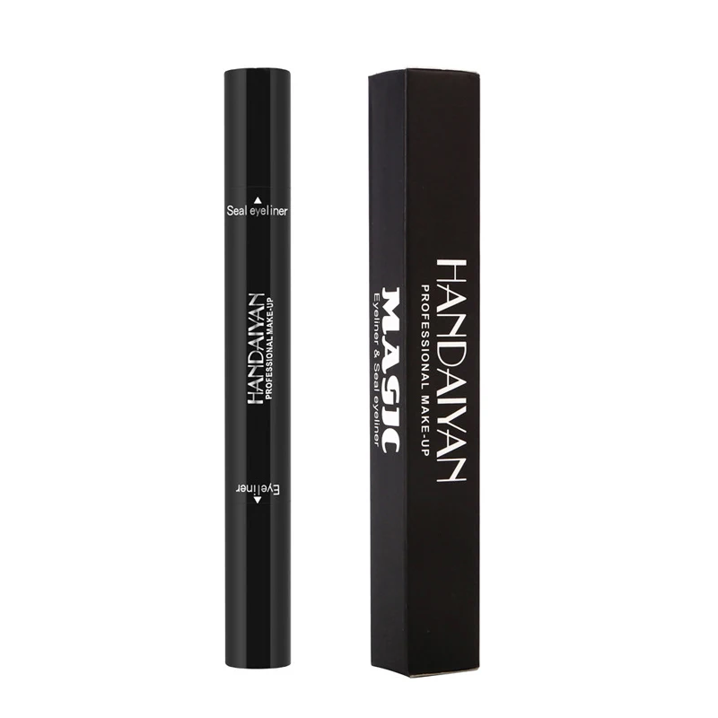 HANDAIYAN черный двухсторонний карандаш для глаз с печатью печать водостойкая жидкая подводка для глаз легко носить макияж милый TSLM1 - Цвет: 2 in 1 Eyeliner Pen