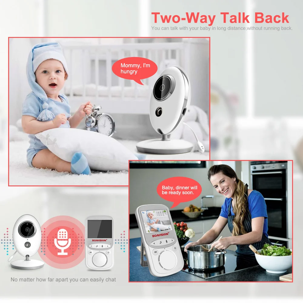 Wireless LCD Audio Video Baby Monitor VB605 Radio Nanny Music Intercom IR 24h Portable Baby Camera Baby Walkie Talkie Babysitter 2
