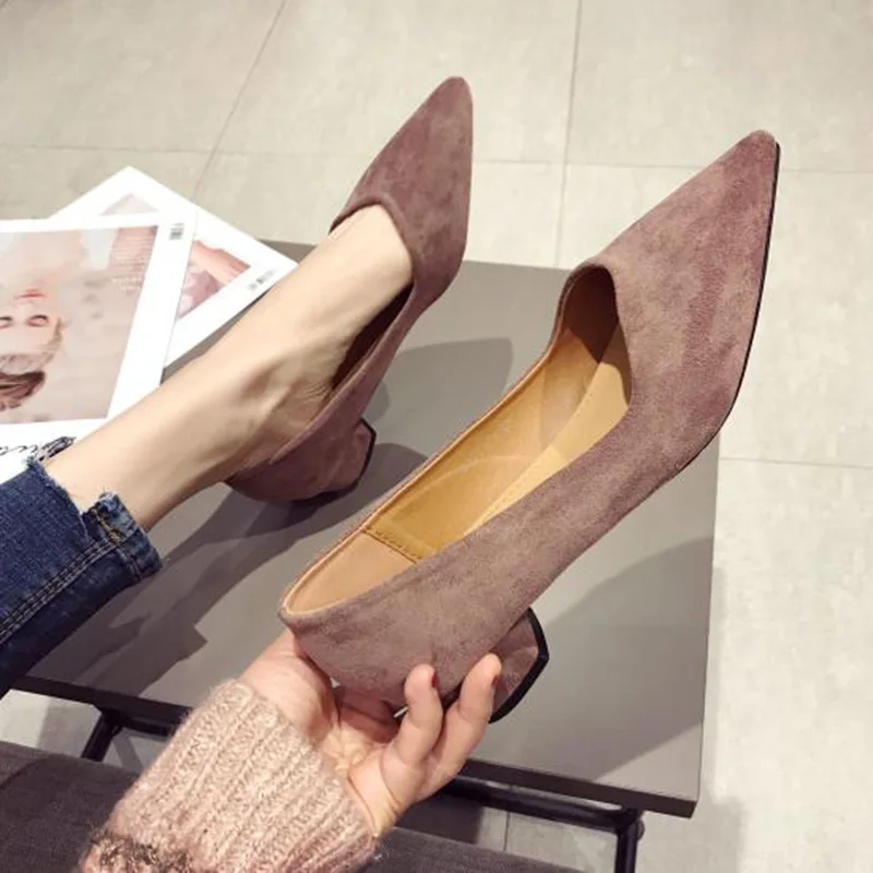 

2019 Spring Women Shoes Pointe Office Ladies Low Heels Women Pumps Elegant Woman High Heels A738