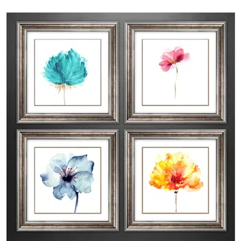 

4 Pieces/set Watercolor Art Canvas Wall Print Poster Flower Oil Painting Original Abstract Colorful Floral Print No Frames