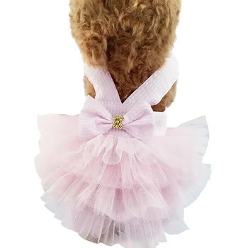 

Spring Summer dog dresses with Lovely Bowknot Teddy Puppy Wedding Dresses Dogs Pet Accessories